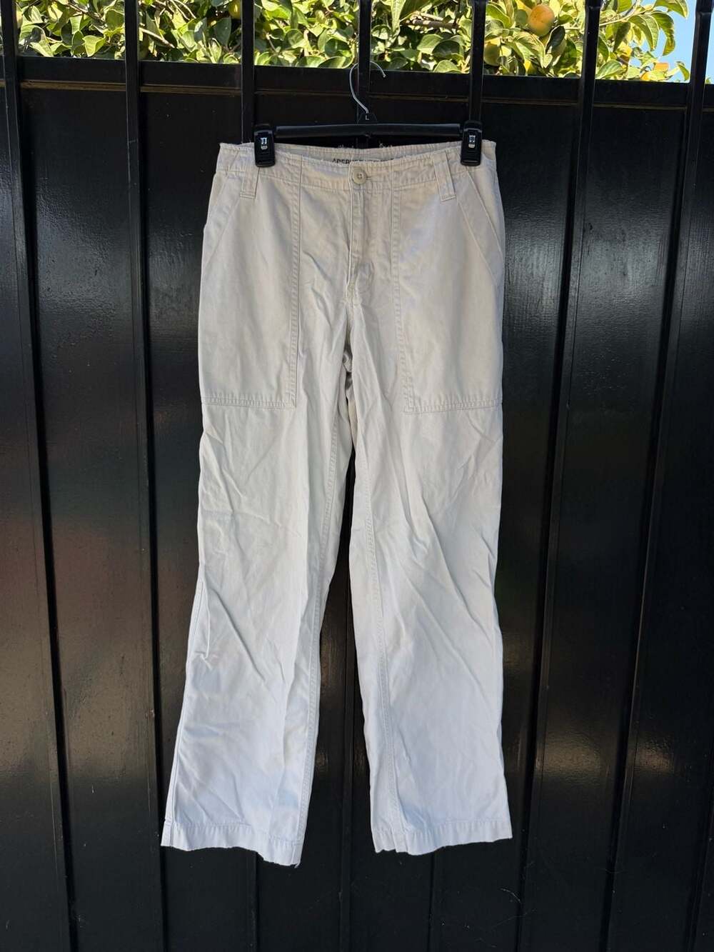 Y2K Abercrombie And Fitch Cargo Pants Size 6 White Cotton